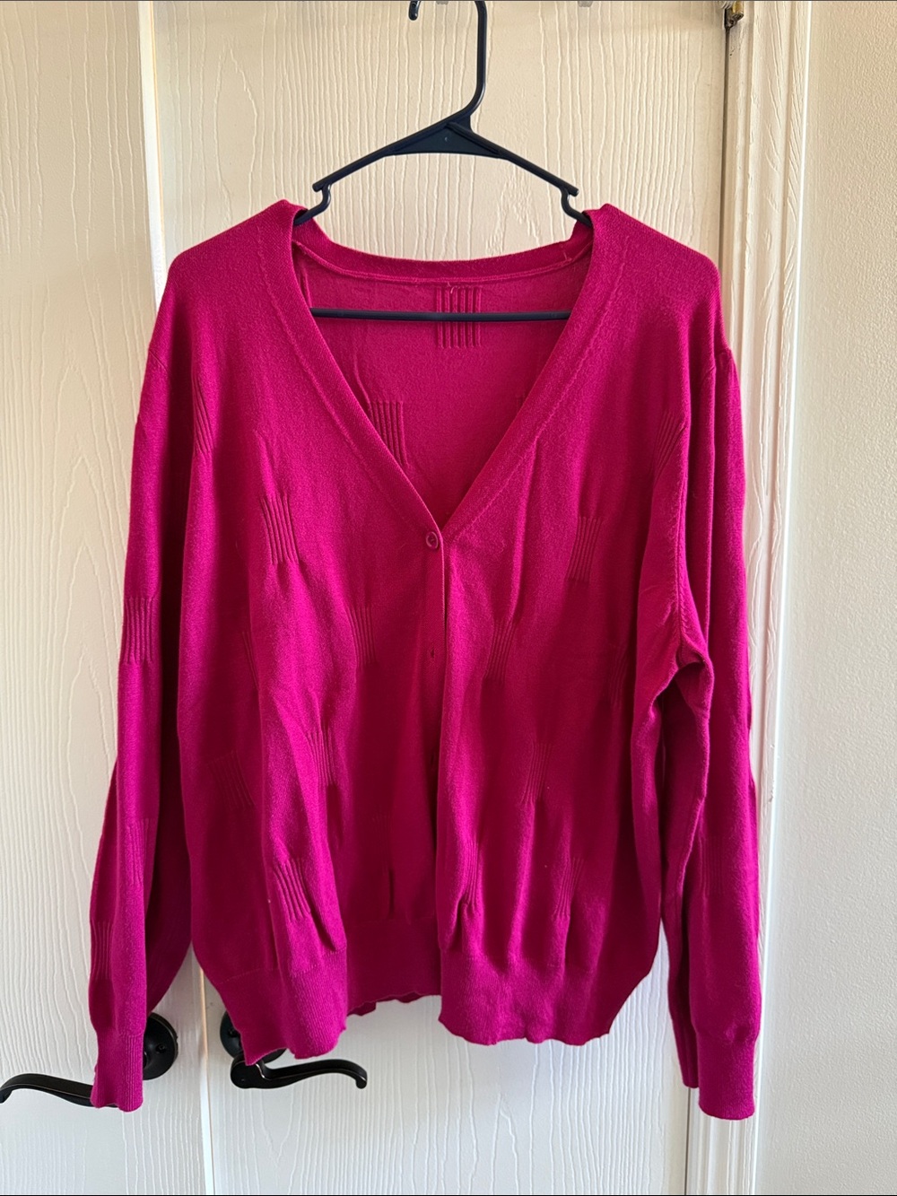 Women's V-Neck Fuchsia Sweater Cardigan